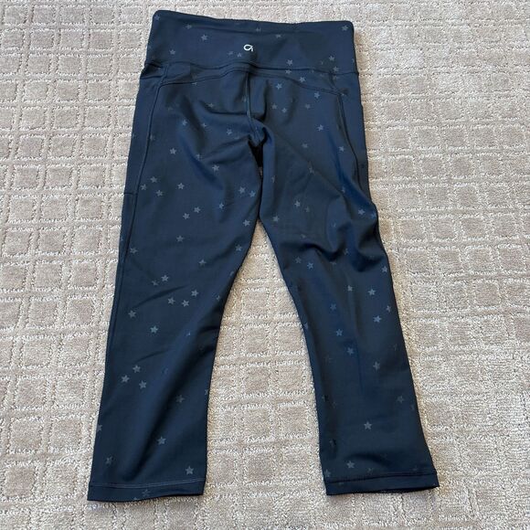Gap Gapfit Crop All Over Star Print Legging Women Small Black Walk Run Yoga Gym - Picture 5 of 8